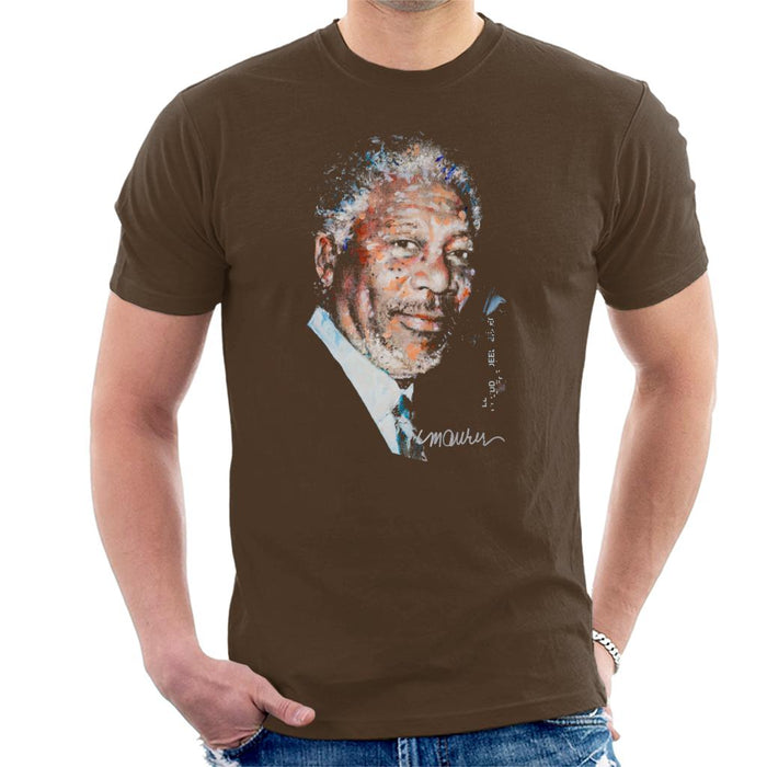 Sidney Maurer Original Portrait Of Morgan Freeman Men's T-Shirt