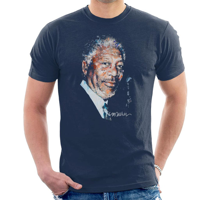 Sidney Maurer Original Portrait Of Morgan Freeman Men's T-Shirt