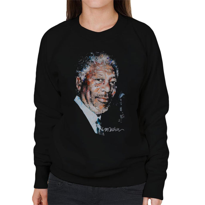 Sidney Maurer Original Portrait Of Morgan Freeman Women's Sweatshirt
