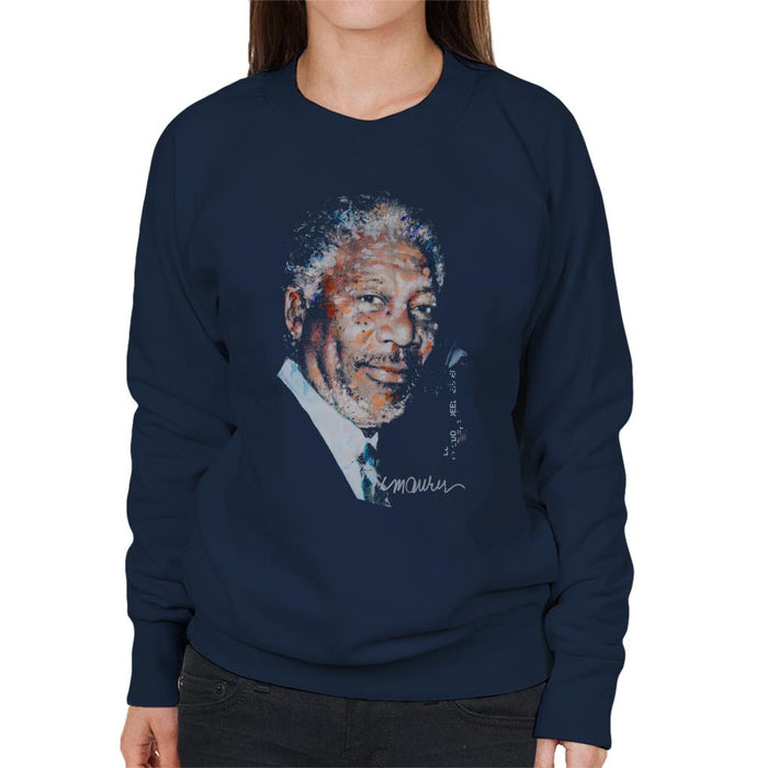 Sidney Maurer Original Portrait Of Morgan Freeman Women's Sweatshirt