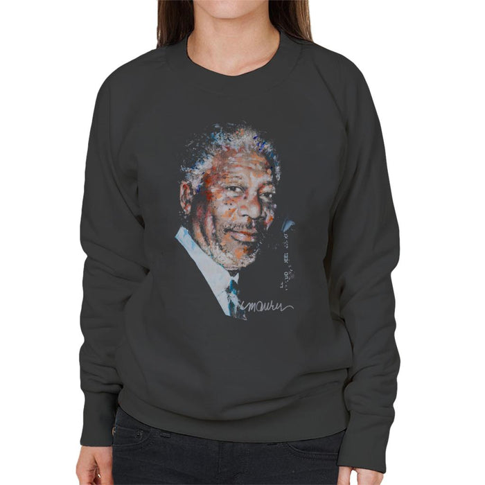 Sidney Maurer Original Portrait Of Morgan Freeman Women's Sweatshirt