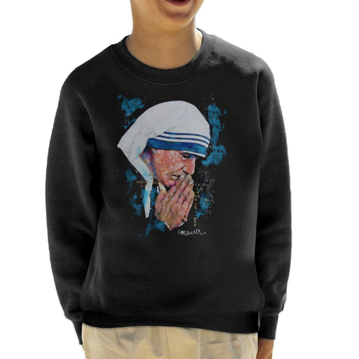 Sidney Maurer Original Portrait Of Mother Teresa Kid's Sweatshirt