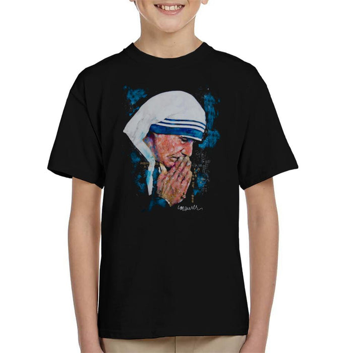 Sidney Maurer Original Portrait Of Mother Teresa Kid's T-Shirt