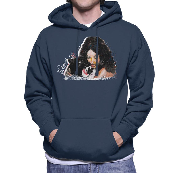 Sidney Maurer Original Portrait Of Naomi Campbell Panther Men's Hooded Sweatshirt