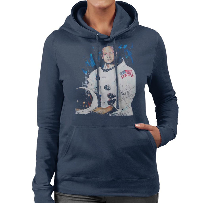 Sidney Maurer Original Portrait Of Neil Armstrong Space Suit Women's Hooded Sweatshirt