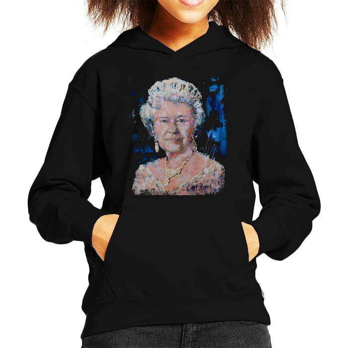 Sidney Maurer Original Portrait Of Queen Elizabeth II Kid's Hooded Sweatshirt