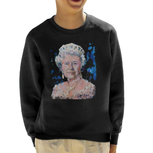 Sidney Maurer Original Portrait Of Queen Elizabeth II Kid's Sweatshirt