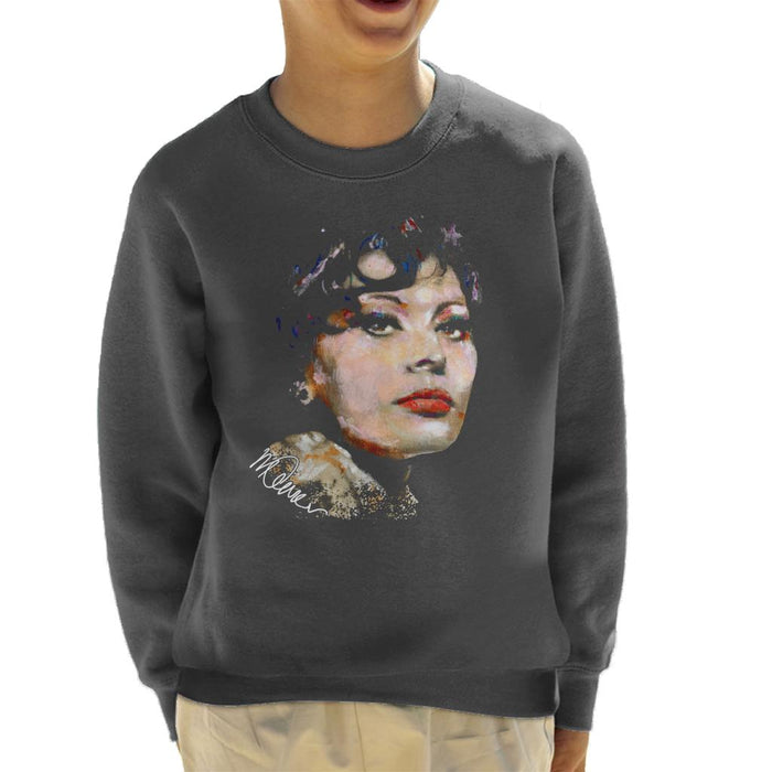 Sidney Maurer Original Portrait Of Actress Sophia Loren Kid's Sweatshirt
