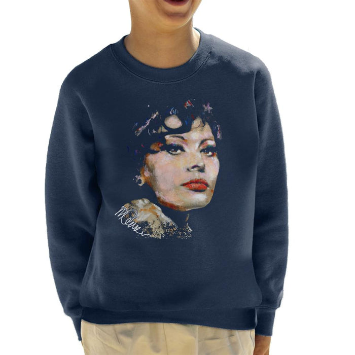 Sidney Maurer Original Portrait Of Actress Sophia Loren Kid's Sweatshirt