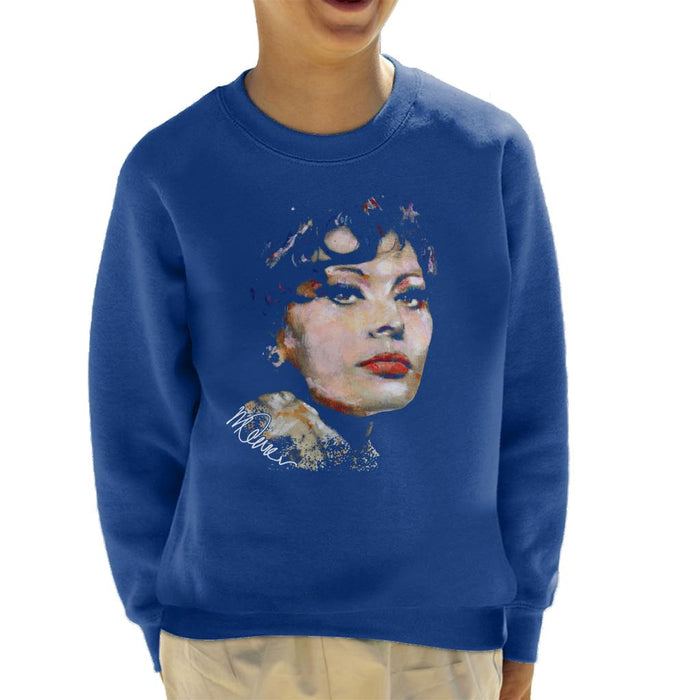 Sidney Maurer Original Portrait Of Actress Sophia Loren Kid's Sweatshirt