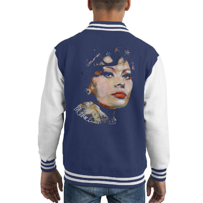 Sidney Maurer Original Portrait Of Actress Sophia Loren Kid's Varsity Jacket