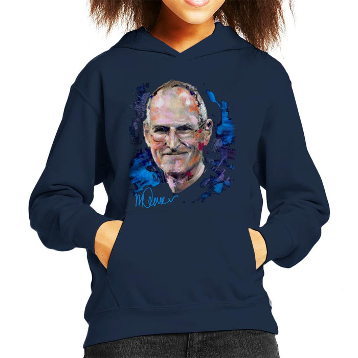 Sidney Maurer Original Portrait Of Steve Jobs Kid's Hooded Sweatshirt