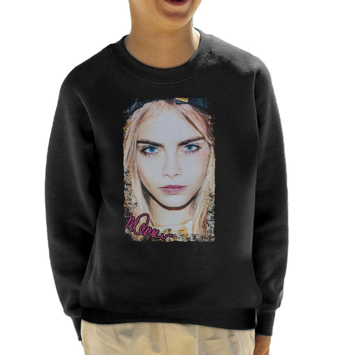 Sidney Maurer Original Portrait Of Actress Cara Delevingne Kid's Sweatshirt