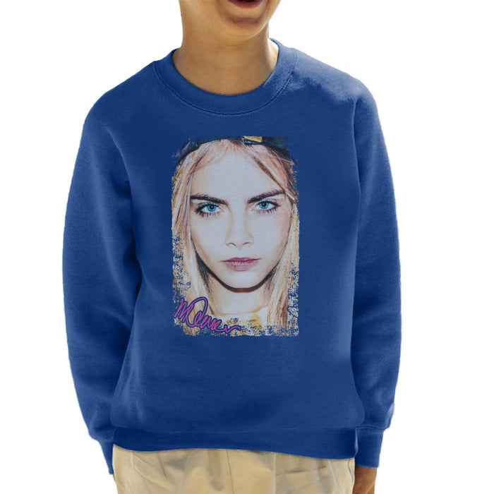 Sidney Maurer Original Portrait Of Actress Cara Delevingne Kid's Sweatshirt