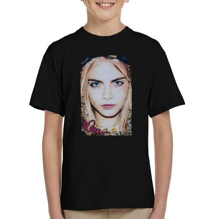 Sidney Maurer Original Portrait Of Actress Cara Delevingne Kid's T-Shirt
