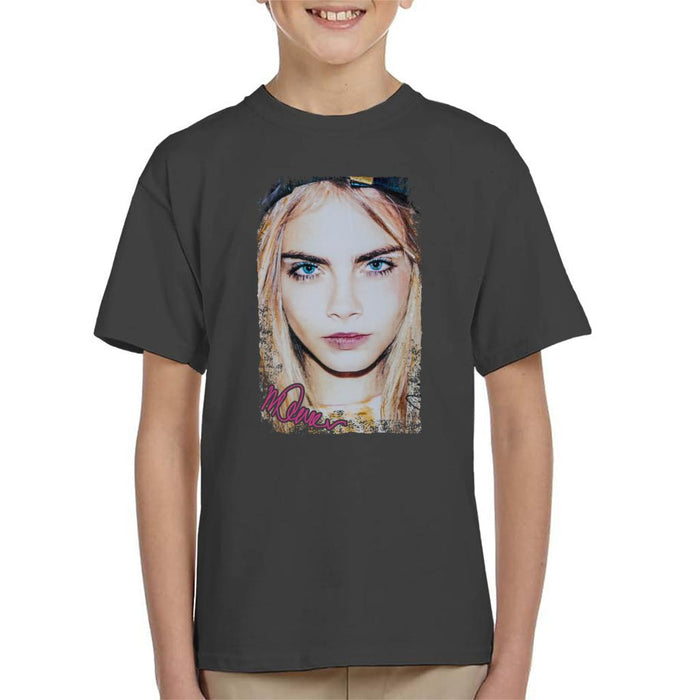 Sidney Maurer Original Portrait Of Actress Cara Delevingne Kid's T-Shirt