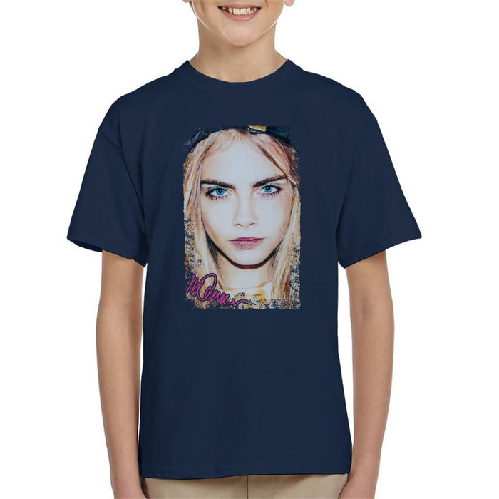 Sidney Maurer Original Portrait Of Actress Cara Delevingne Kid's T-Shirt