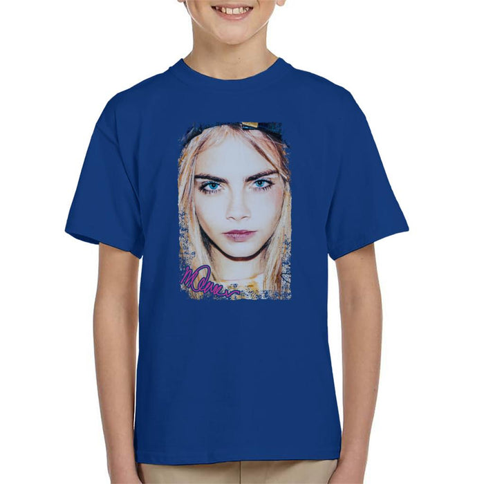 Sidney Maurer Original Portrait Of Actress Cara Delevingne Kid's T-Shirt