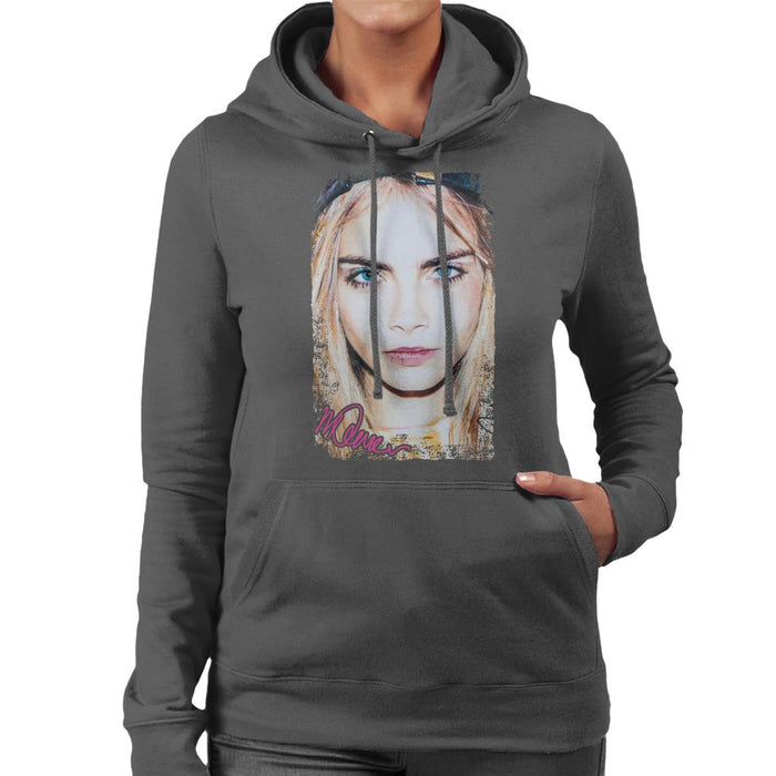 Sidney Maurer Original Portrait Of Actress Cara Delevingne Women's Hooded Sweatshirt