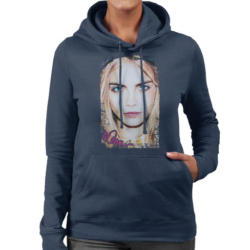 Sidney Maurer Original Portrait Of Actress Cara Delevingne Women's Hooded Sweatshirt