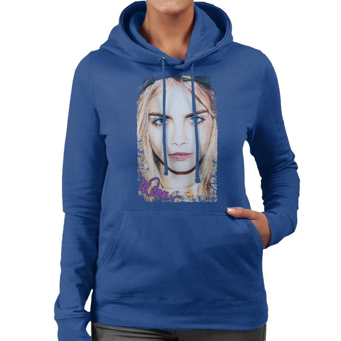 Sidney Maurer Original Portrait Of Actress Cara Delevingne Women's Hooded Sweatshirt