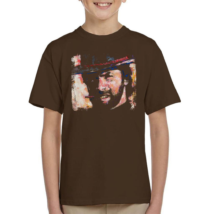 Sidney Maurer Original Portrait Of Actor Clint Eastwood Kid's T-Shirt