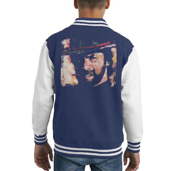 Sidney Maurer Original Portrait Of Actor Clint Eastwood Kid's Varsity Jacket