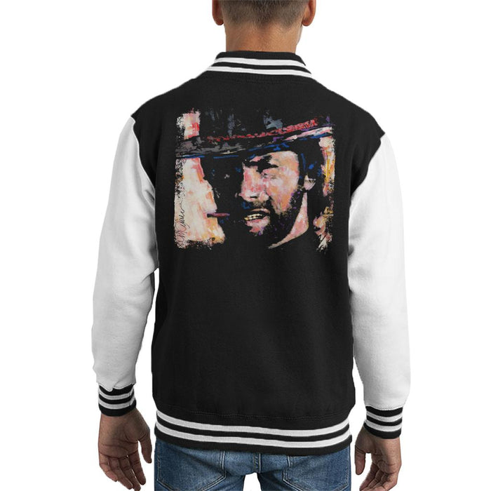 Sidney Maurer Original Portrait Of Actor Clint Eastwood Kid's Varsity Jacket