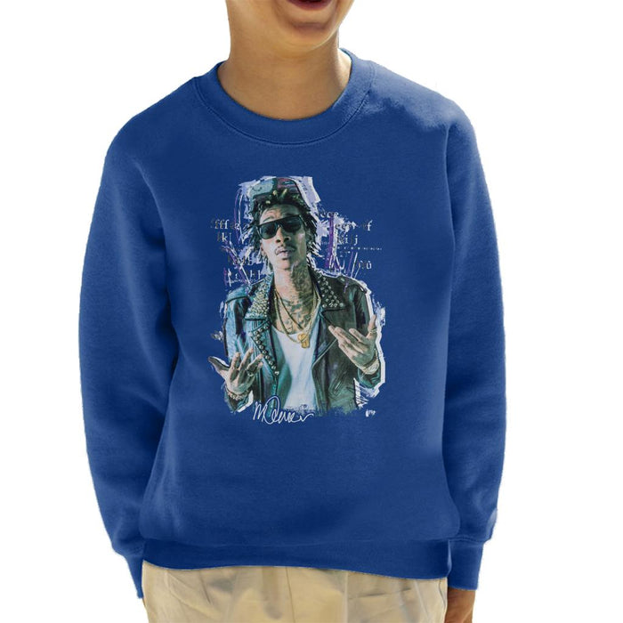 Sidney Maurer Original Portrait Of Rapper Wiz Khalifa Kid's Sweatshirt