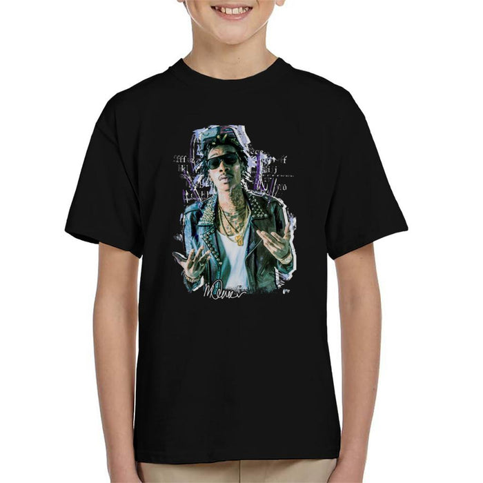 Sidney Maurer Original Portrait Of Rapper Wiz Khalifa Kid's T-Shirt