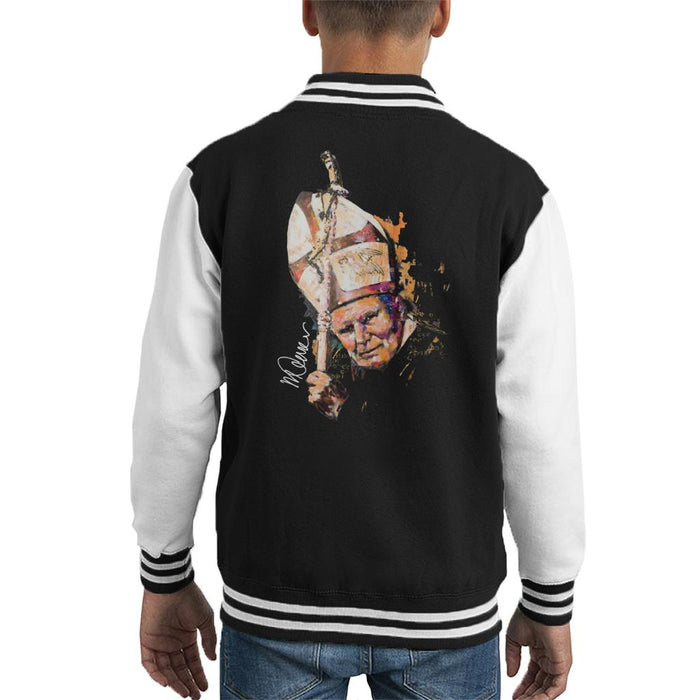 Sidney Maurer Original Portrait Of Pope John Paul II Papal Staff Kid's Varsity Jacket
