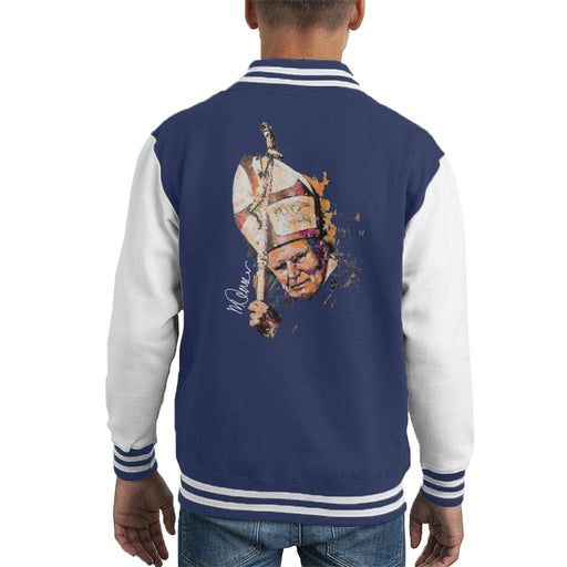 Sidney Maurer Original Portrait Of Pope John Paul II Papal Staff Kid's Varsity Jacket