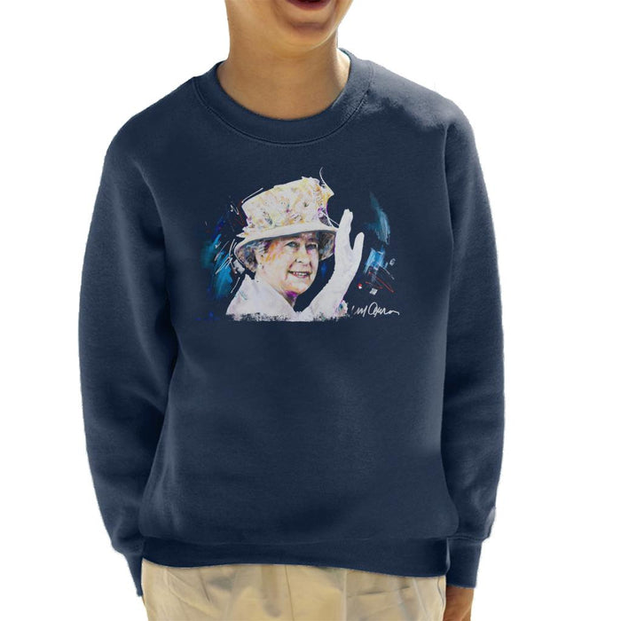 Sidney Maurer Original Portrait Of Queen Elizabeth Floral Hat Kid's Sweatshirt