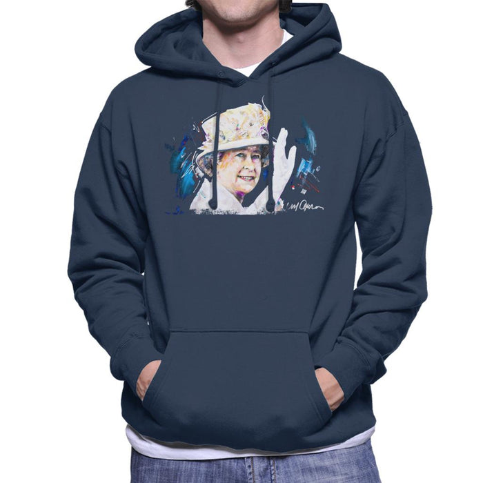 Sidney Maurer Original Portrait Of Queen Elizabeth Floral Hat Men's Hooded Sweatshirt