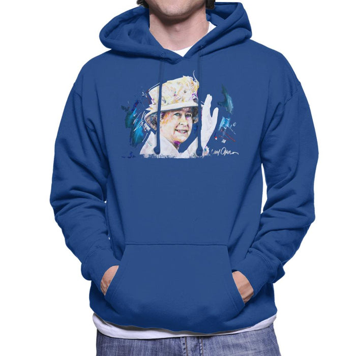 Sidney Maurer Original Portrait Of Queen Elizabeth Floral Hat Men's Hooded Sweatshirt