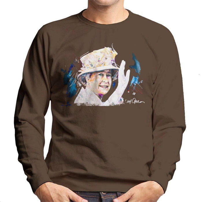 Sidney Maurer Original Portrait Of Queen Elizabeth Floral Hat Men's Sweatshirt