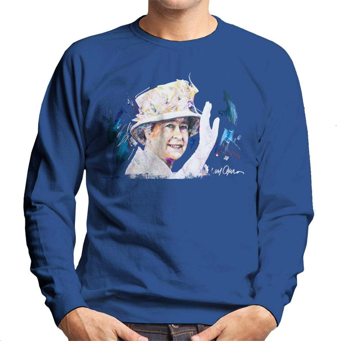 Sidney Maurer Original Portrait Of Queen Elizabeth Floral Hat Men's Sweatshirt