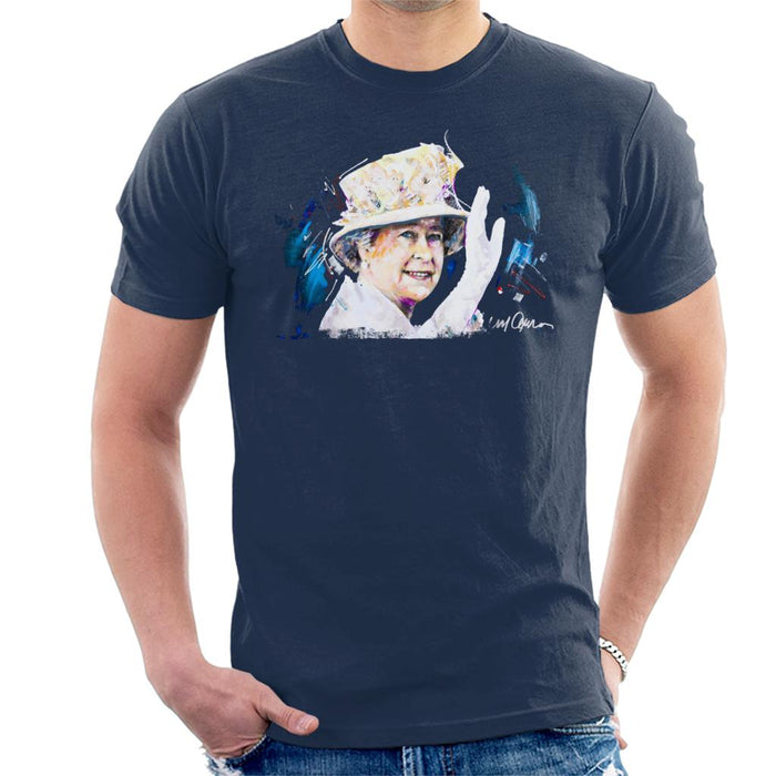 Sidney Maurer Original Portrait Of Queen Elizabeth Floral Hat Men's T-Shirt