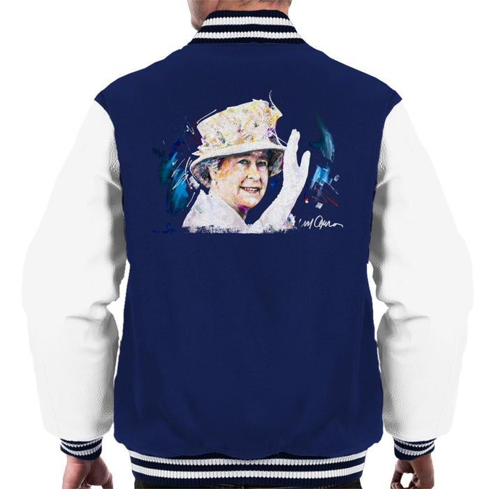 Sidney Maurer Original Portrait Of Queen Elizabeth Floral Hat Men's Varsity Jacket