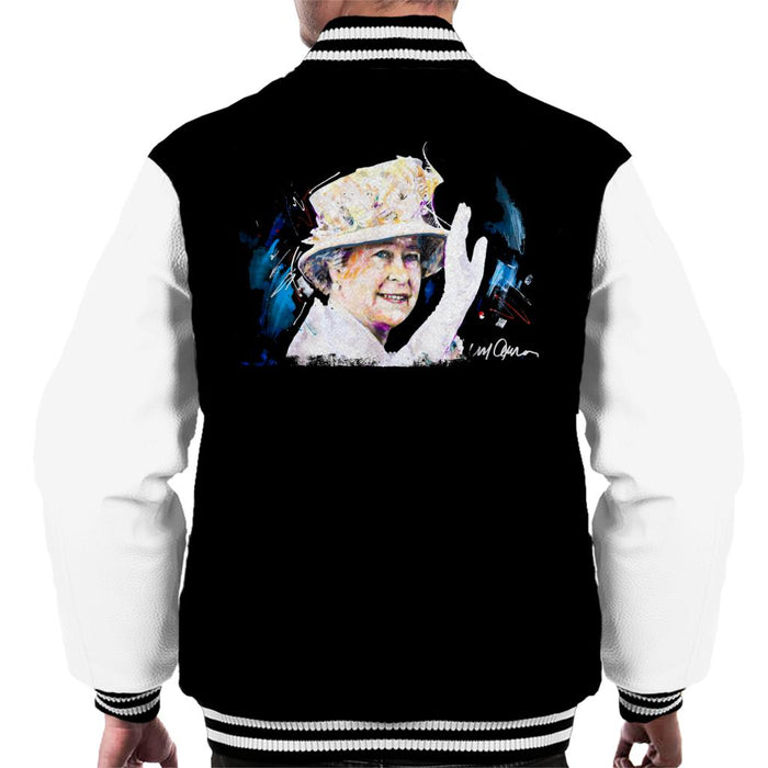 Sidney Maurer Original Portrait Of Queen Elizabeth Floral Hat Men's Varsity Jacket