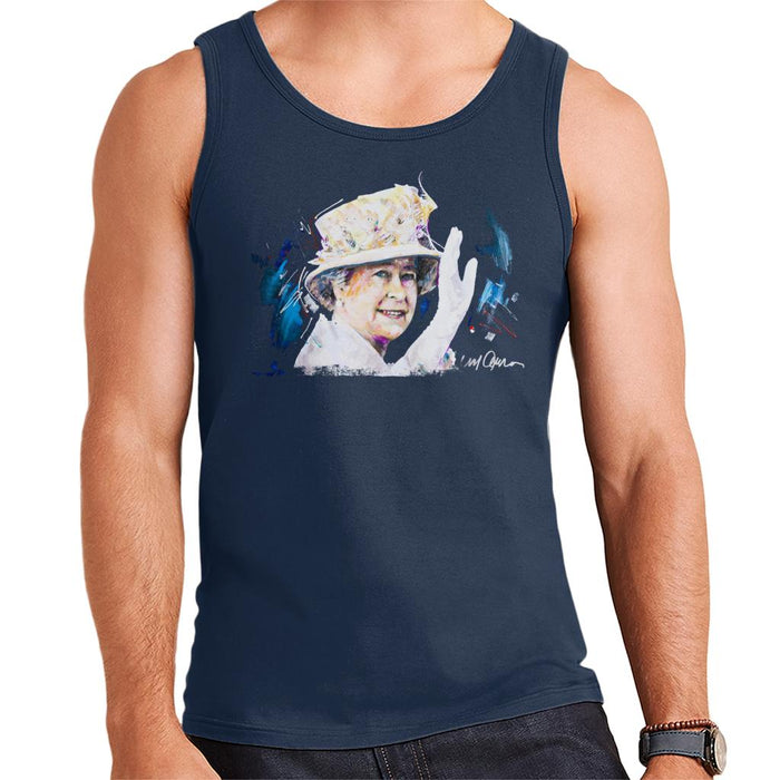 Sidney Maurer Original Portrait Of Queen Elizabeth Floral Hat Men's Vest