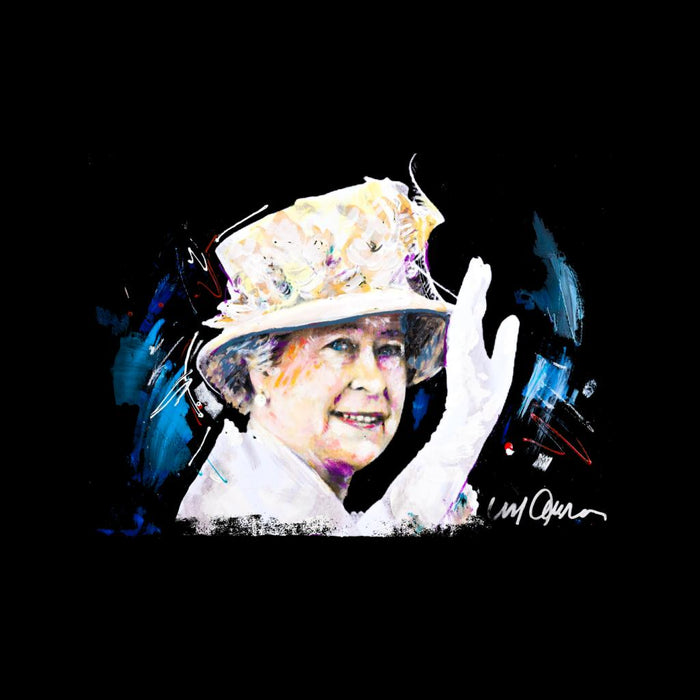 Sidney Maurer Original Portrait Of Queen Elizabeth Floral Hat Men's Varsity Jacket