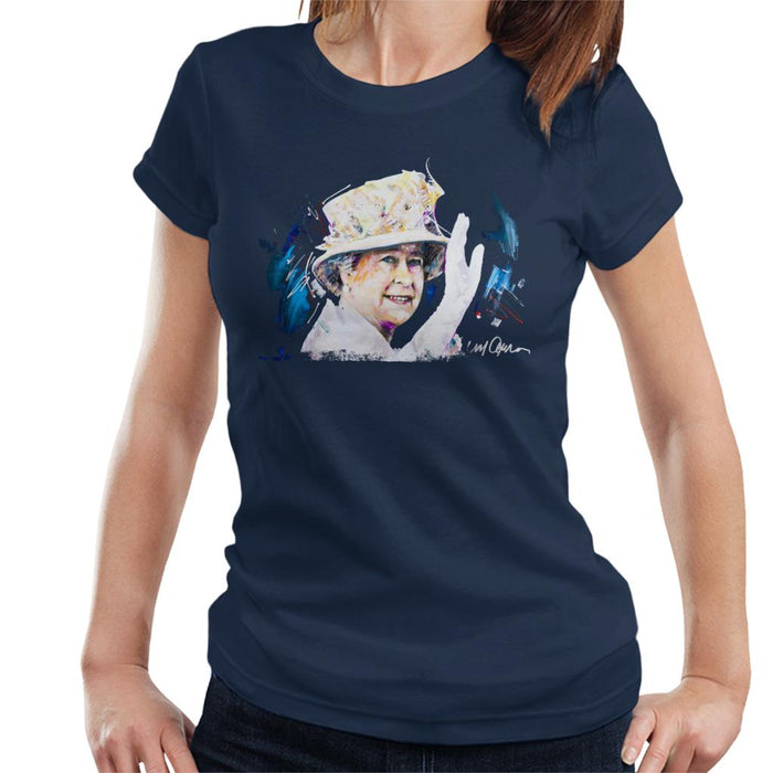 Sidney Maurer Original Portrait Of Queen Elizabeth Floral Hat Women's T-Shirt