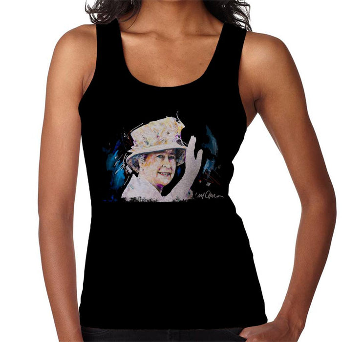 Sidney Maurer Original Portrait Of Queen Elizabeth Floral Hat Women's Vest
