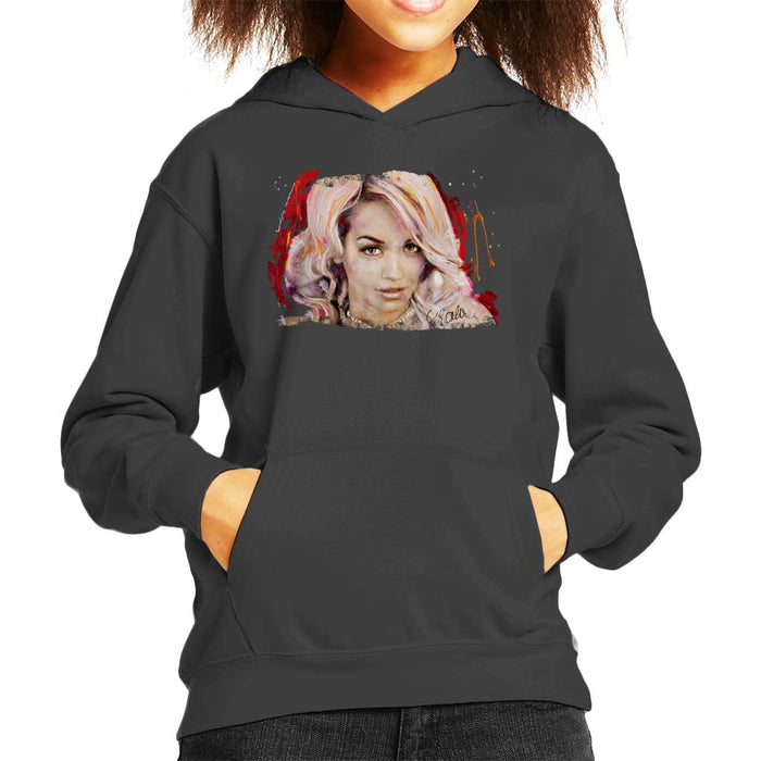 Sidney Maurer Original Portrait Of Rita Ora Pink Hair Kid's Hooded Sweatshirt