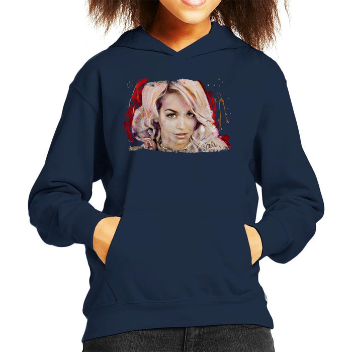 Sidney Maurer Original Portrait Of Rita Ora Pink Hair Kid's Hooded Sweatshirt