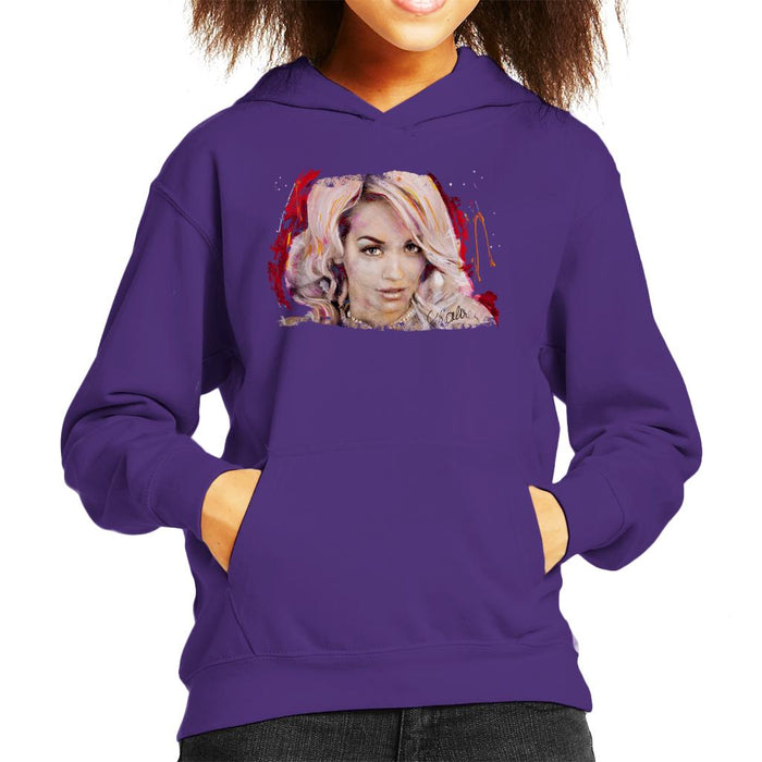 Sidney Maurer Original Portrait Of Rita Ora Pink Hair Kid's Hooded Sweatshirt