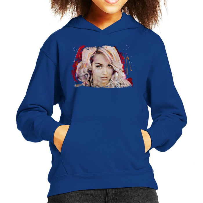 Sidney Maurer Original Portrait Of Rita Ora Pink Hair Kid's Hooded Sweatshirt