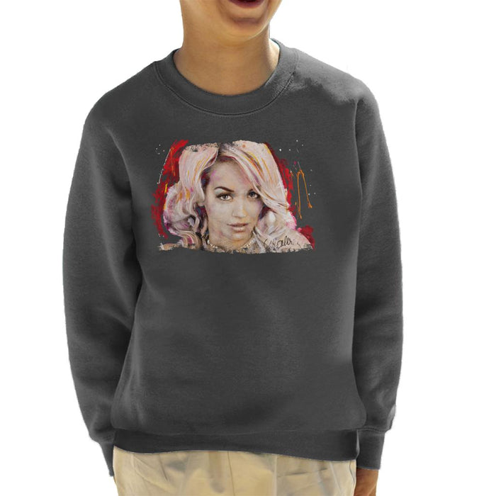 Sidney Maurer Original Portrait Of Rita Ora Pink Hair Kid's Sweatshirt