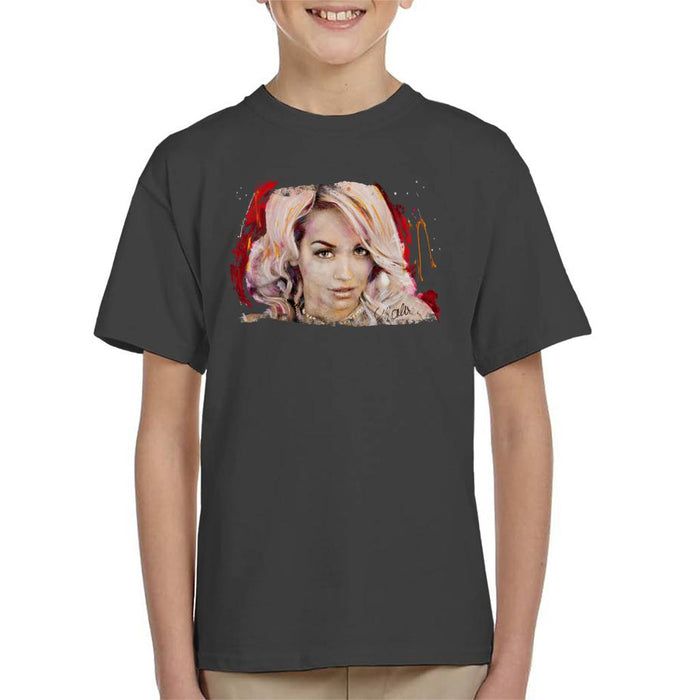 Sidney Maurer Original Portrait Of Rita Ora Pink Hair Kid's T-Shirt